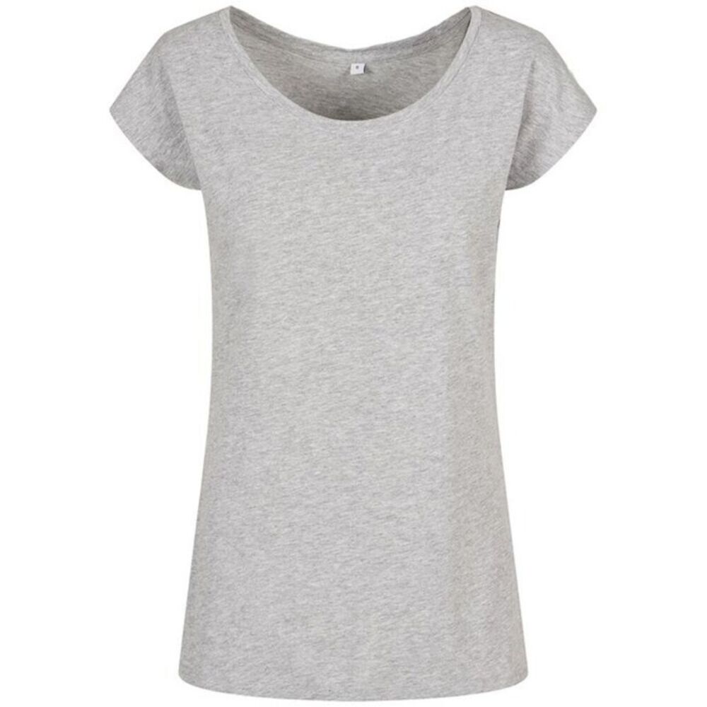 Build Your Brand Womens/Ladies Wide Neck / Heather Grey